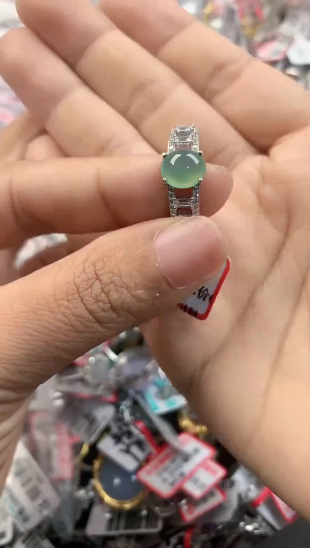 银S925镶嵌戒指翡翠3333----6