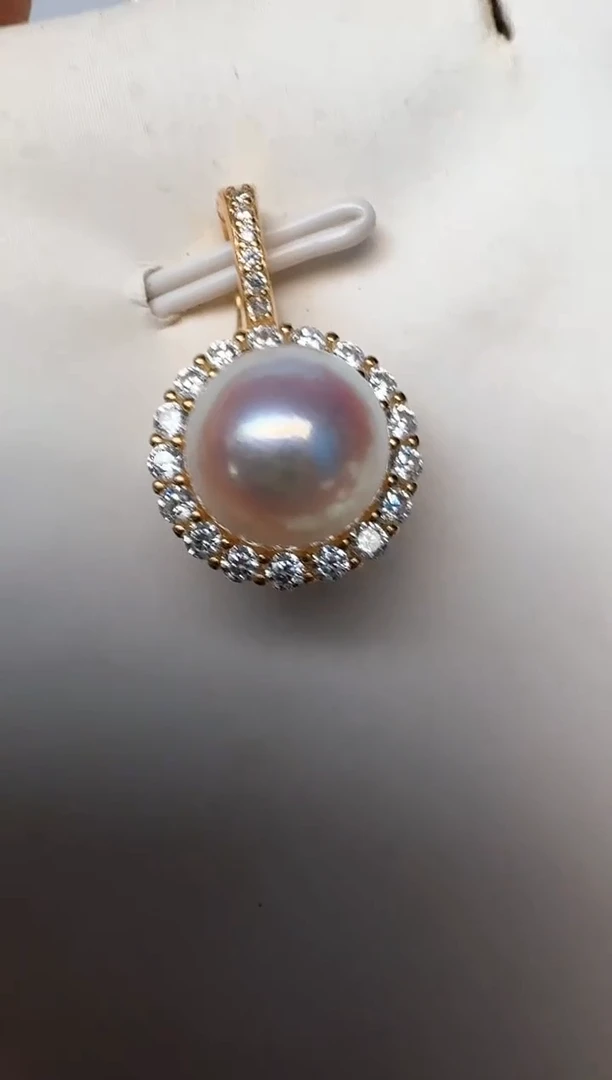 海水珍珠银S925镶嵌颈饰吊坠