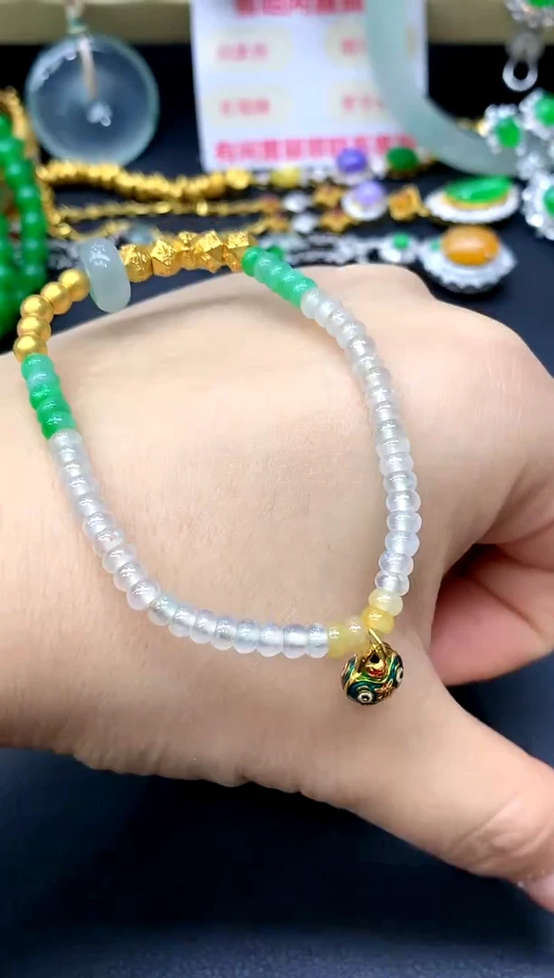 足金镶嵌手链翡翠366-中国好珍宝