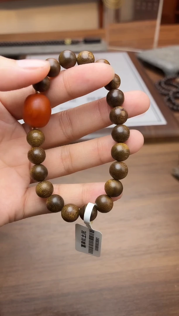 沉香手串沉香【非遗】富森红土铁锈红沉08单圈设计