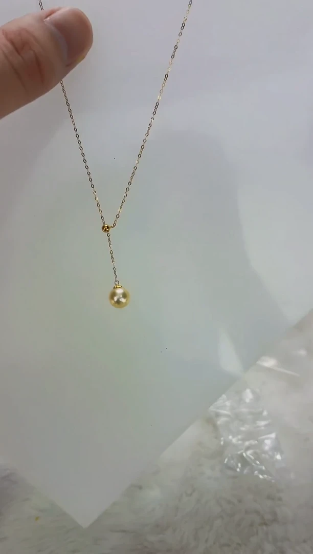 18K金镶嵌DA海水珍珠海水羽皇金Y链7-8 y163