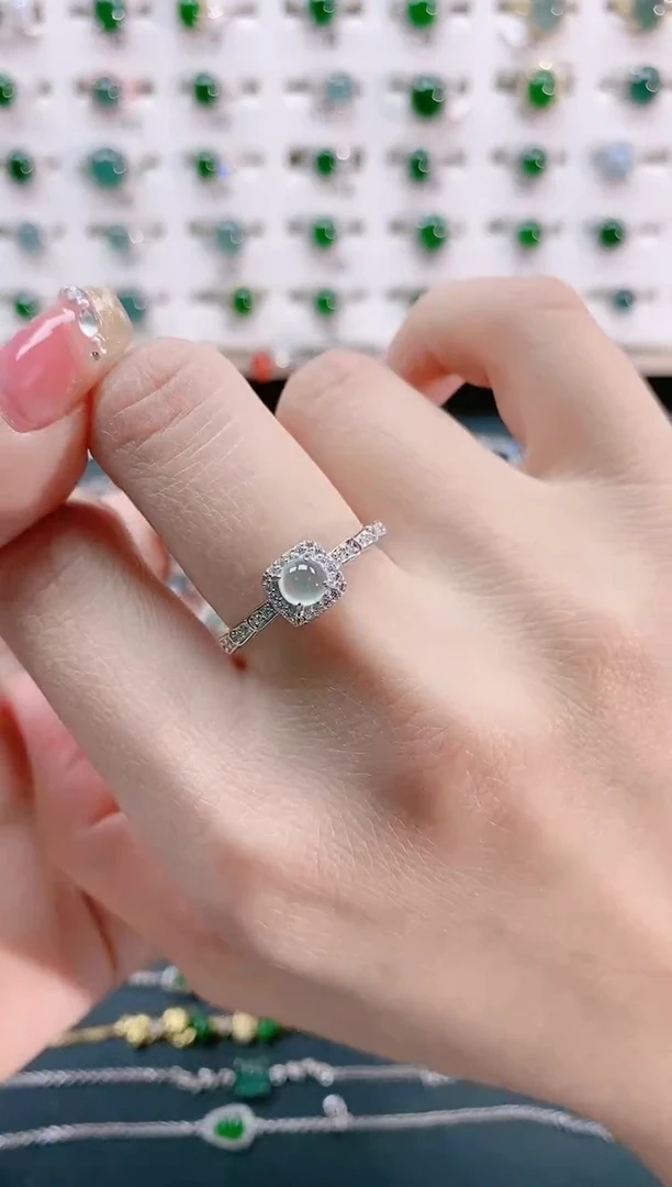【闪购商品】翡翠戒指银S925镶嵌天然翡翠