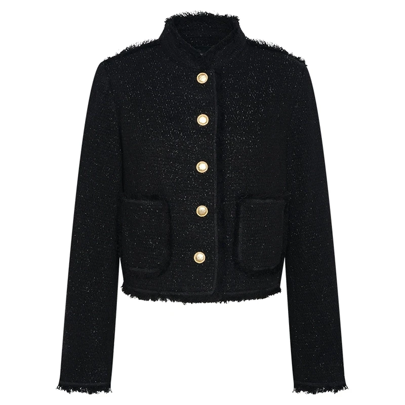 UR女装复古气质须边小金扣休闲外套UWM840057