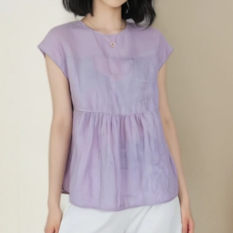 2025夏季新款时尚设计感衬衫小衫高级感褶皱衬衣LK2504436