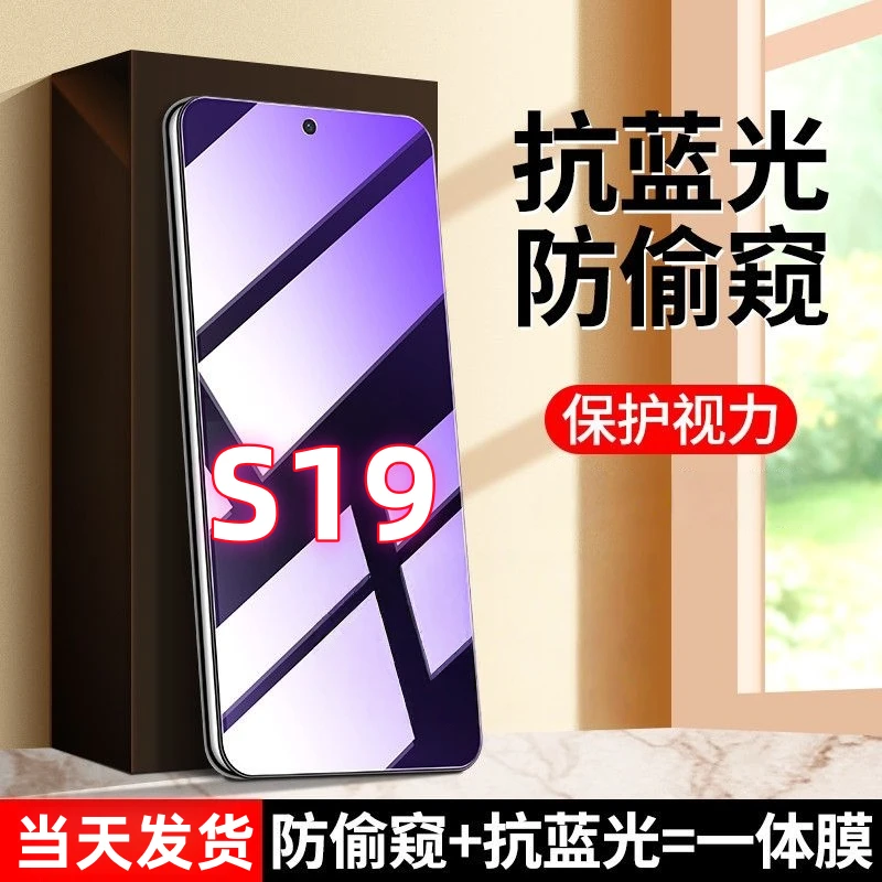 适用于vivos19防偷看护眼抗蓝光钢化膜s19防窥膜防摔爆手机保护膜