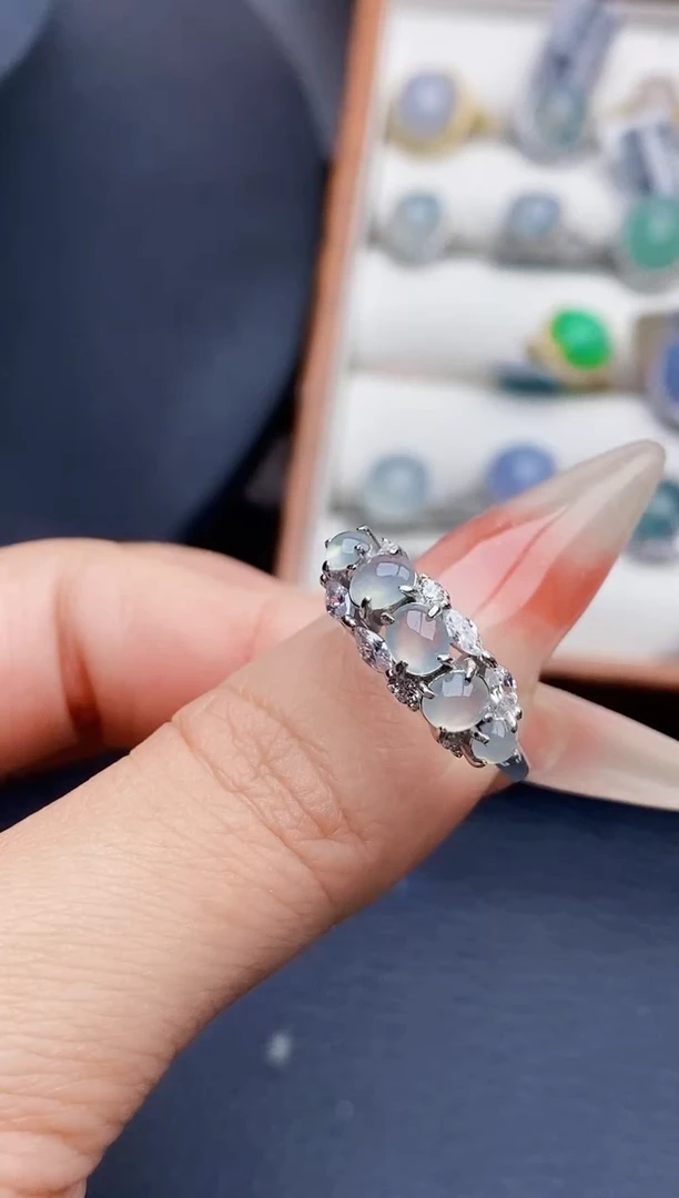 银S925镶嵌戒指翡翠期*1295