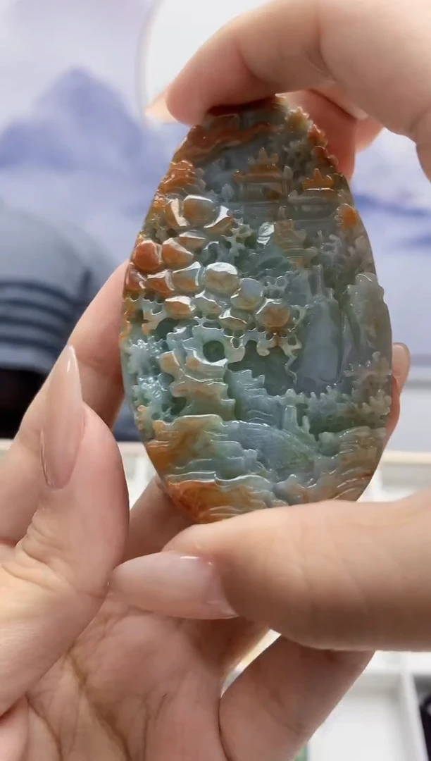 定制翡翠未镶嵌5060xx-毛货挂件36