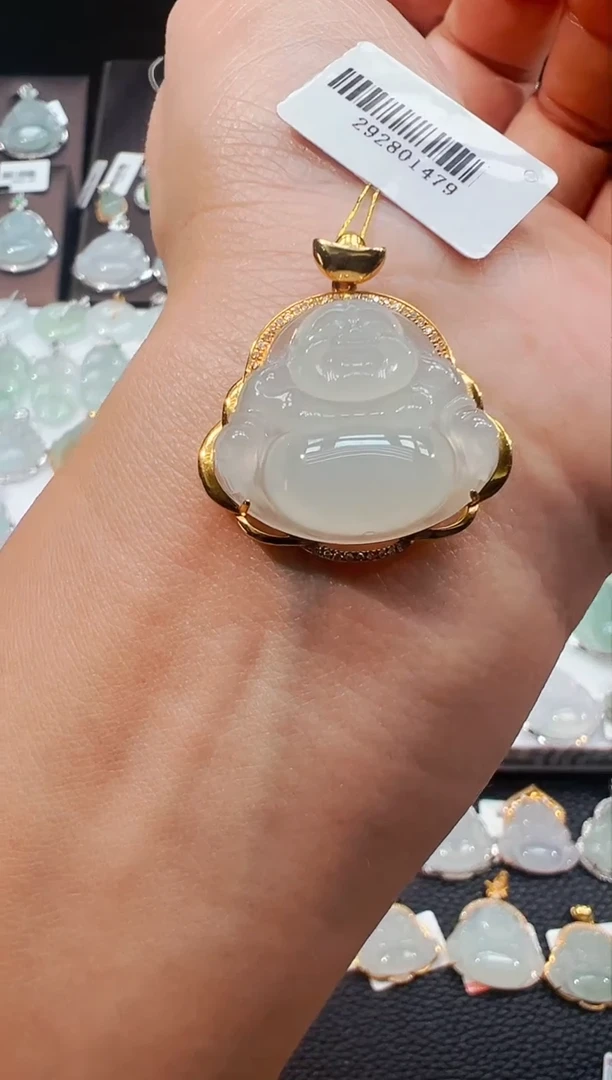 吊坠(不含链)18K金镶嵌翡翠佛公吊坠