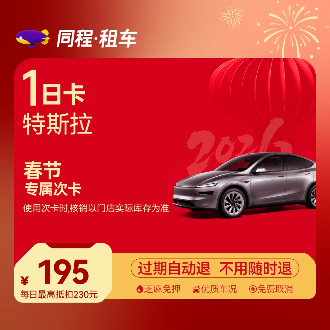 【Model Y/3特斯拉1日卡】春节租车专享