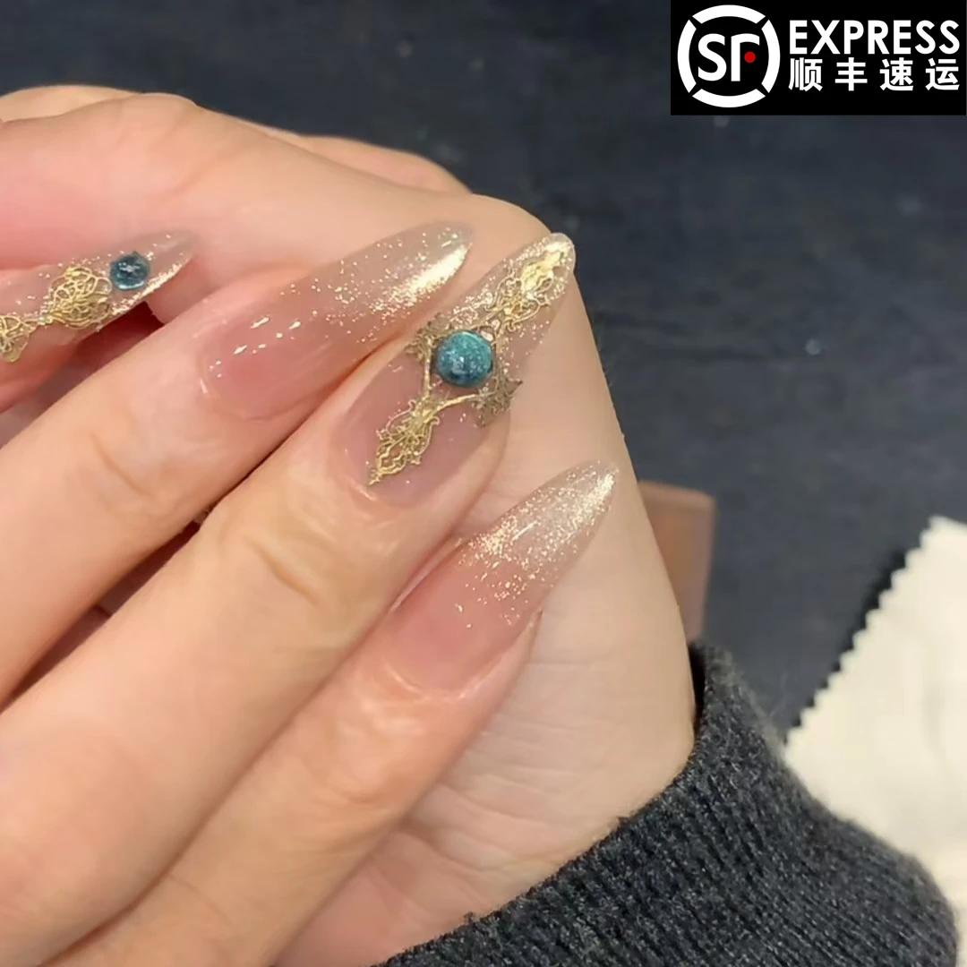 【绿眼泪】纯手工制作气质百搭双色渐变可拆卸穿戴甲