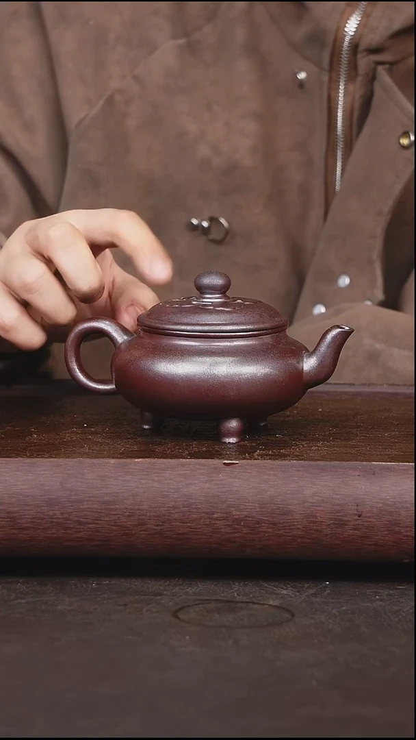 茶壶紫砂柴烧 三足