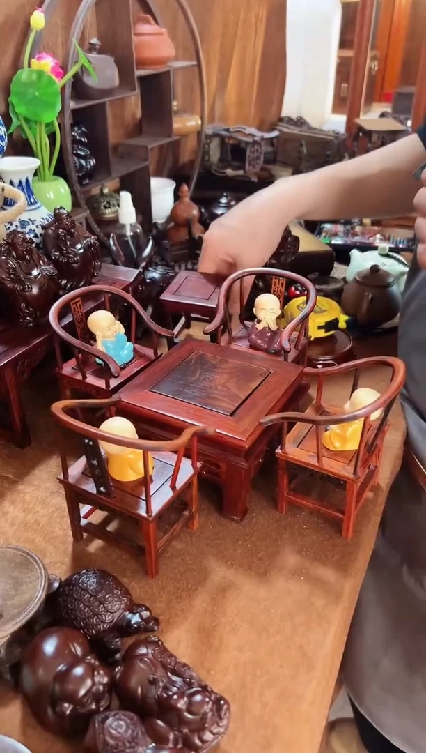 【闪购商品】红酸枝木类四方鼎加四条圈椅加四不和尚