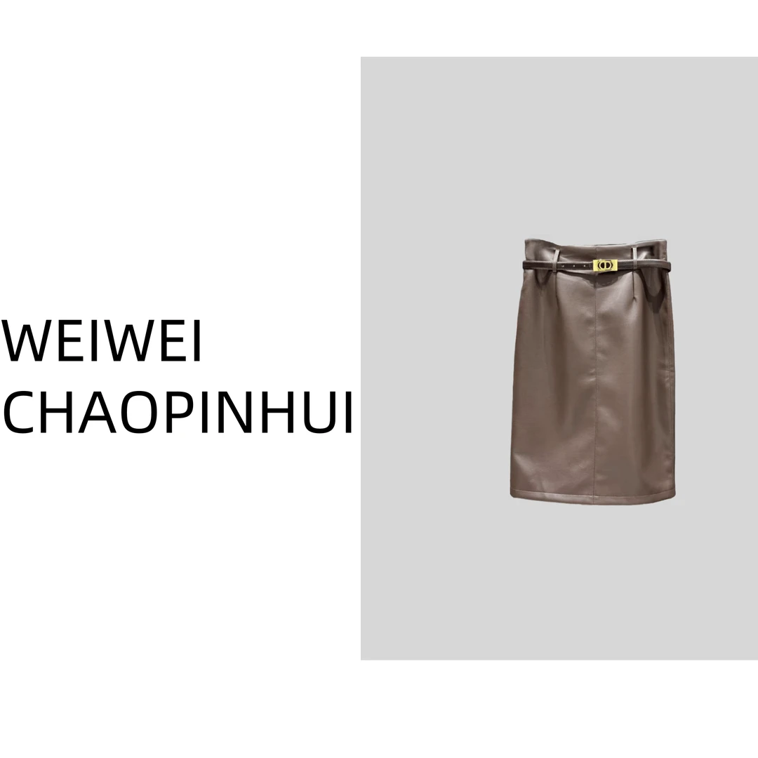 【薇薇高端欧货】秋季潮流复古风酷飒开叉包臀半身裙--60870289