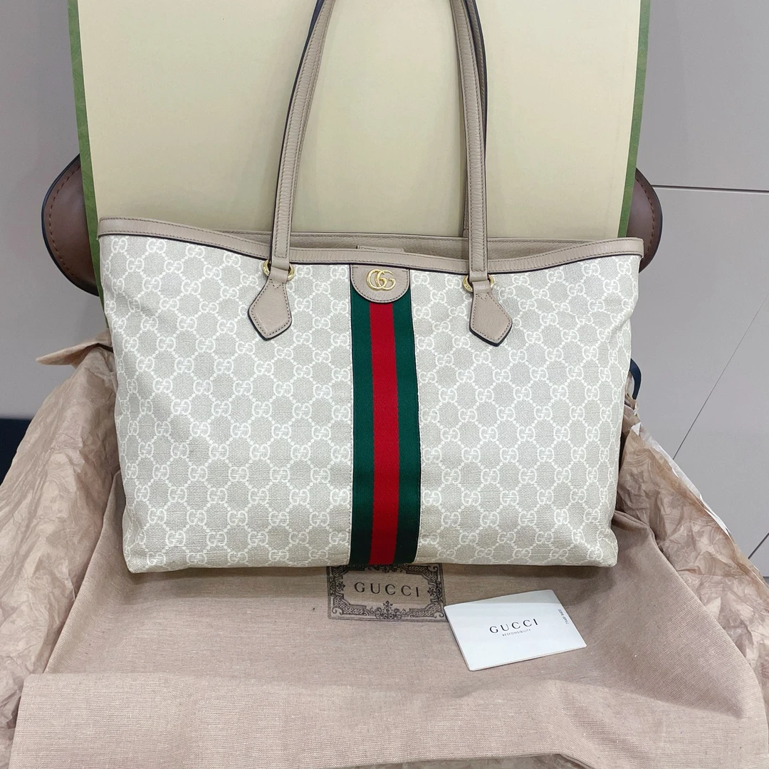 95新 GUCCI/古驰 经典老花托特包