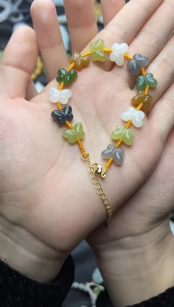 未镶嵌手链和田玉蝴蝶多宝手链06