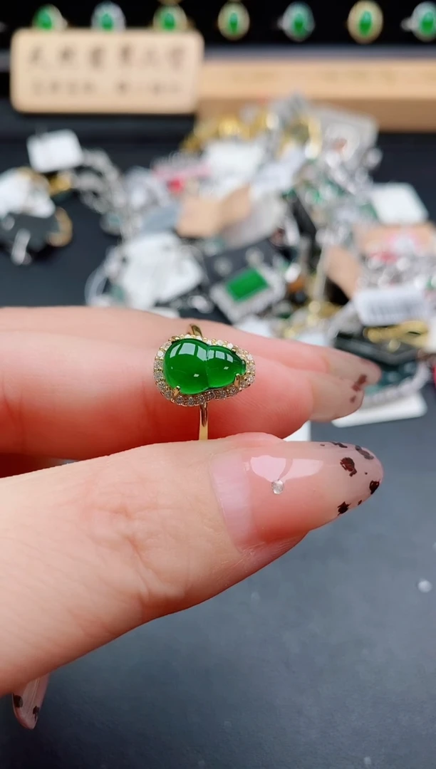 银S925镶嵌戒指翡翠1