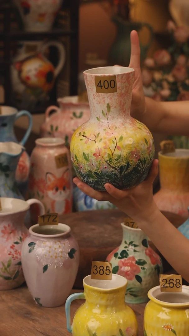 陶瓷400景德镇设计师手作花器摆件侘寂风