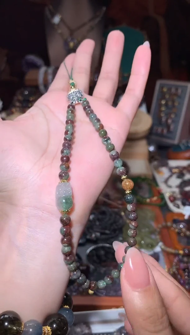 水晶珠宝半成品未镶嵌绿幽灵手机挂