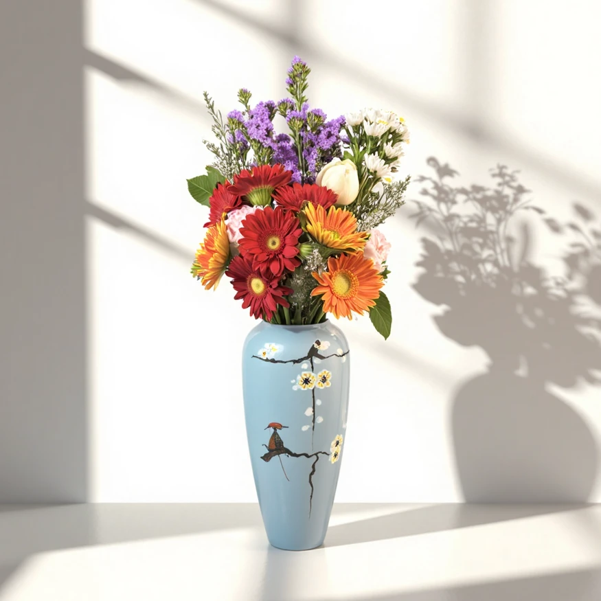 新中式玄关装景德镇陶瓷花瓶摆件客厅插花饰品花器复古花瓶摆件9