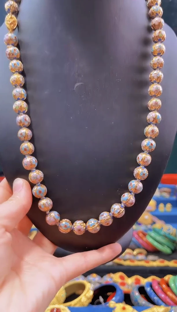 景泰蓝金地项链蓝色