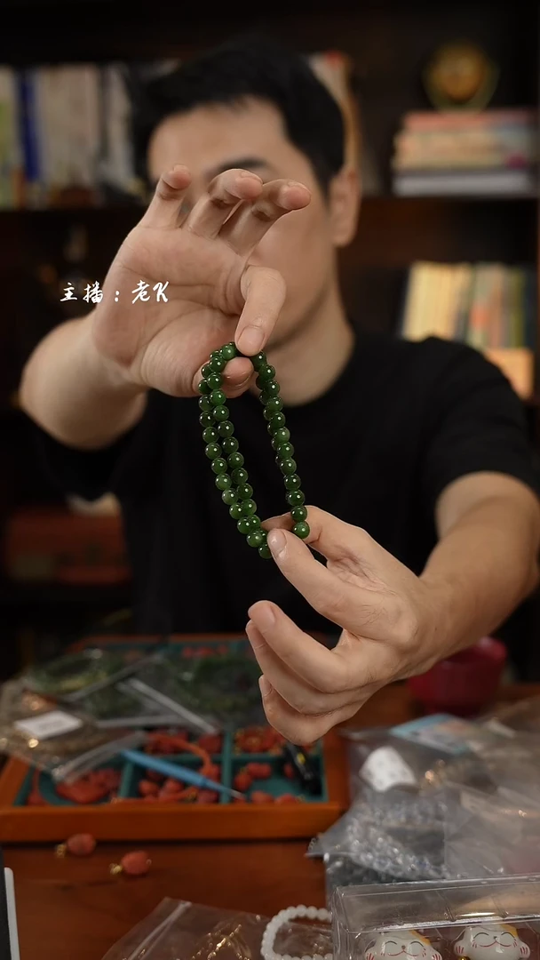 和田玉（碧玉）未镶嵌颈饰碧玉8mm妈妈链-235