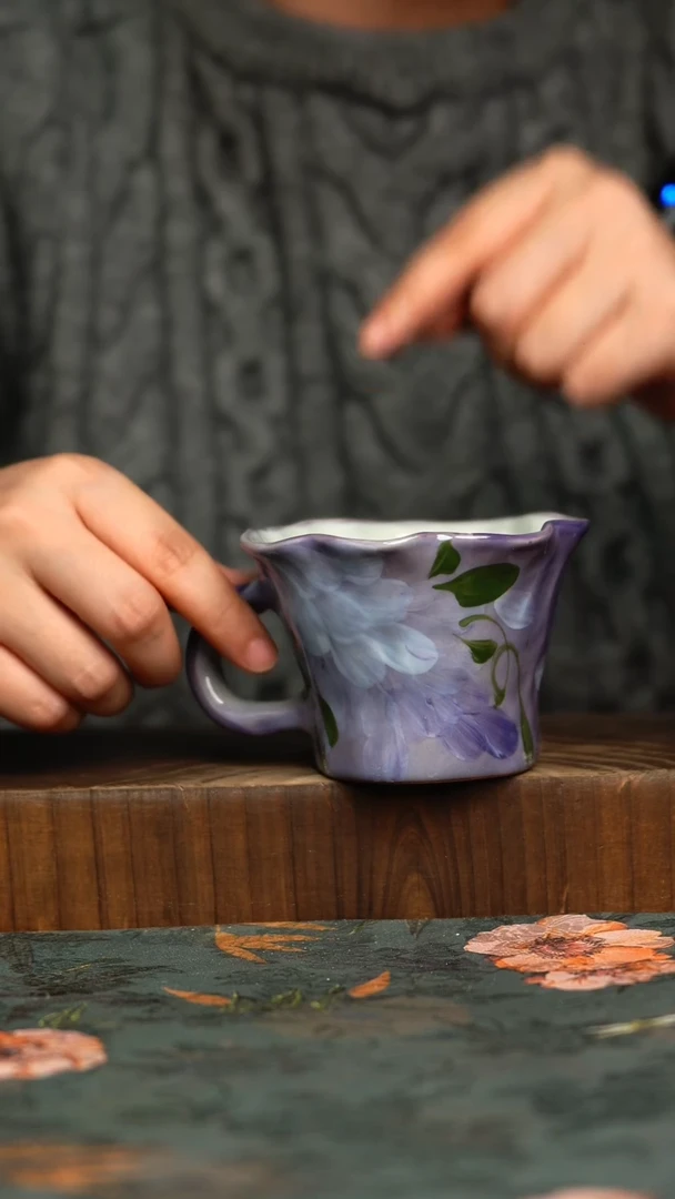 杯釉下彩手工手绘同款陶器