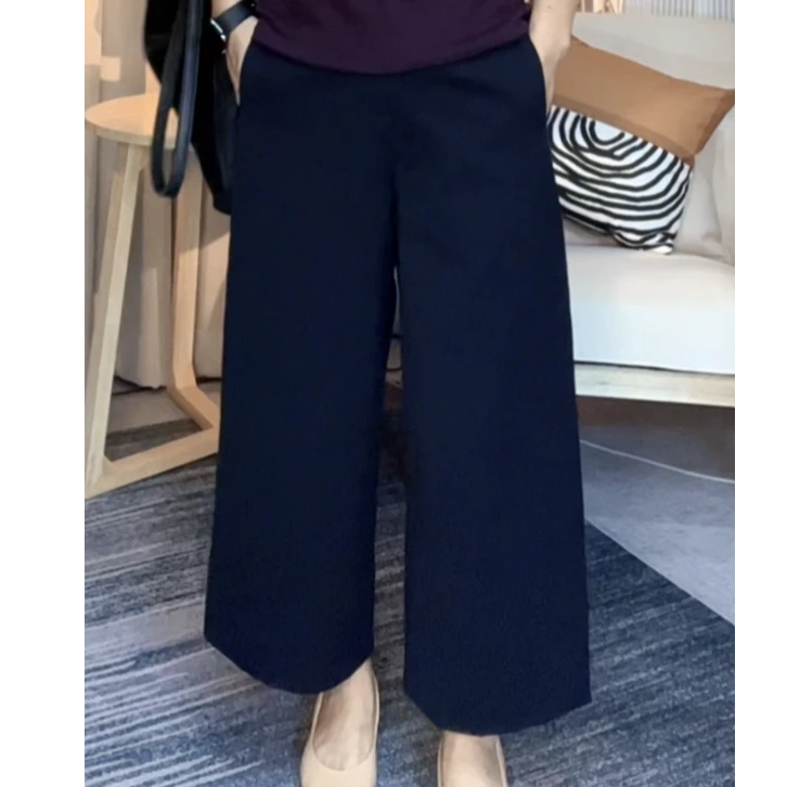 【Y.Z】高定气质轻奢百搭显瘦后腰松紧阔腿九分裤8502