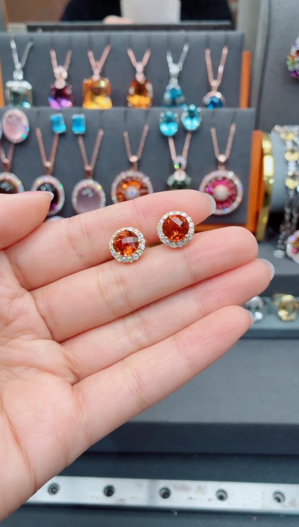 银S925镶嵌耳饰黄晶黄晶耳饰