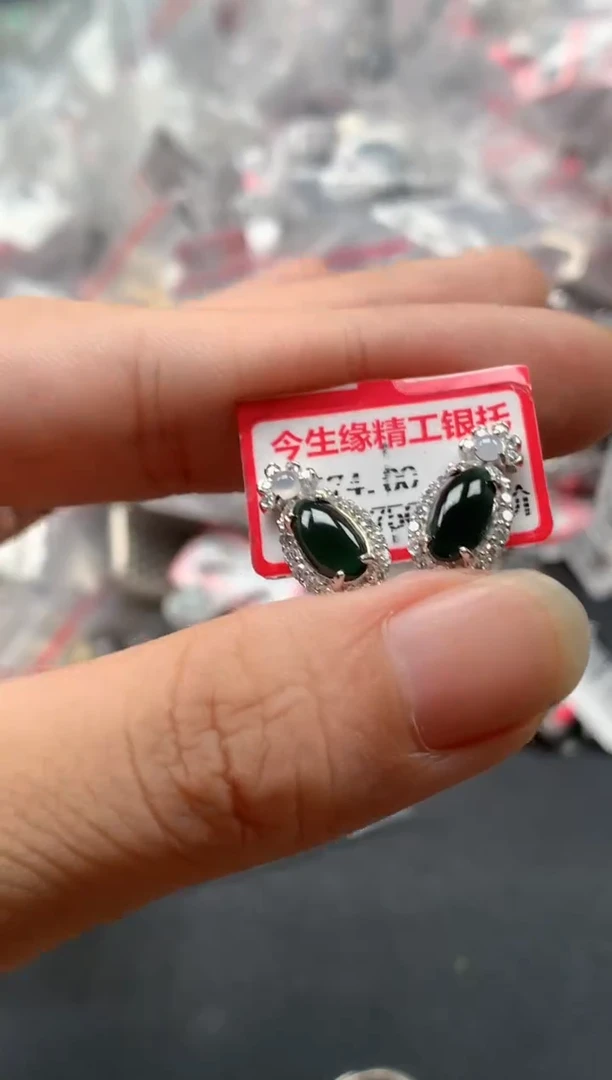 银S925镶嵌戒指翡翠天然A货缅甸翡翠