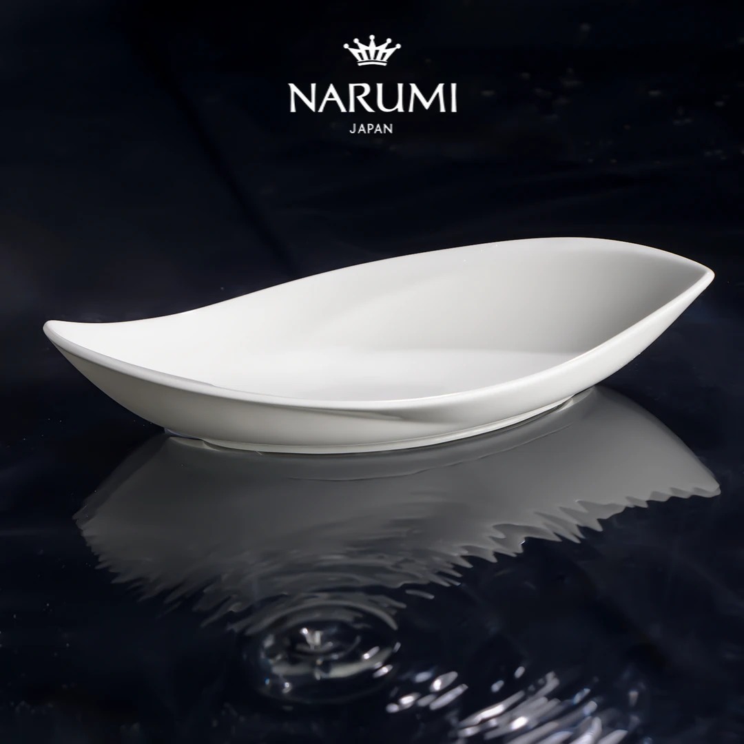 日本NARUMI 鸣海Esprit系列中餐26cm叶形碗纯白骨瓷50180-3407