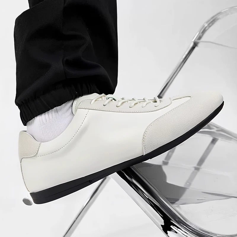 真皮软底休闲德训板鞋男款新款轻便小白鞋男款男士百搭夏季