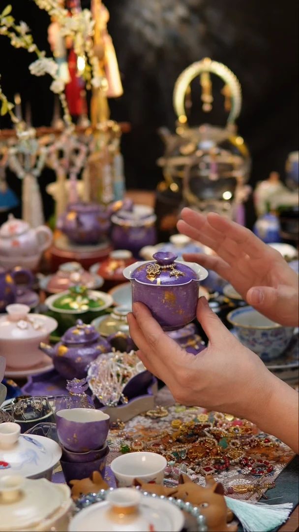 【闪购商品】紫色大漆盖碗+提溜