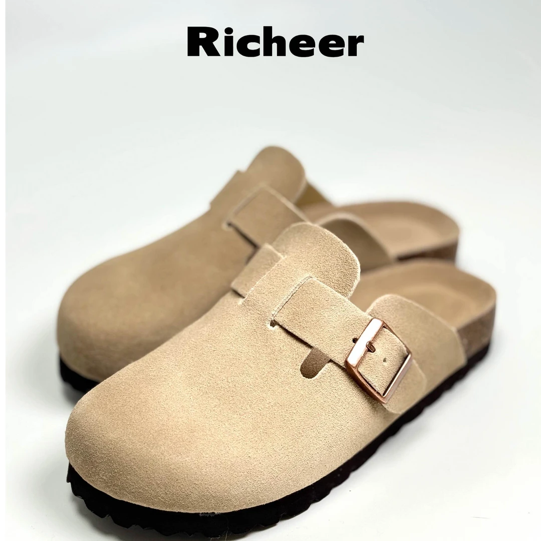 牛皮厚底包头半拖勃肯鞋拖鞋夏季外穿懒人一脚蹬男女同款百搭日系