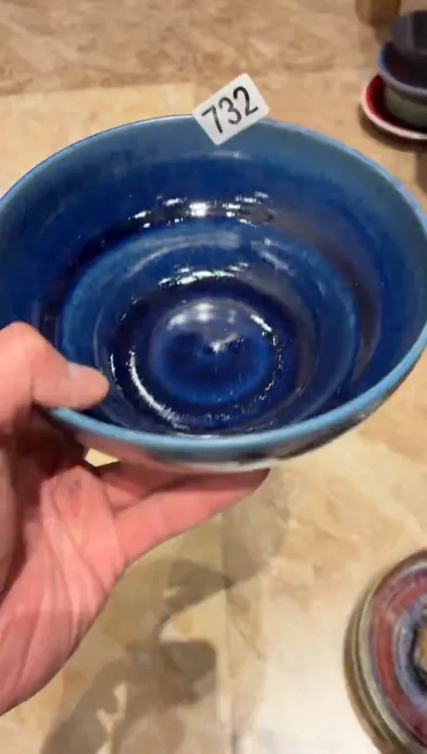 瓷片A**n732微瑕长生蓝葫芦碗1个