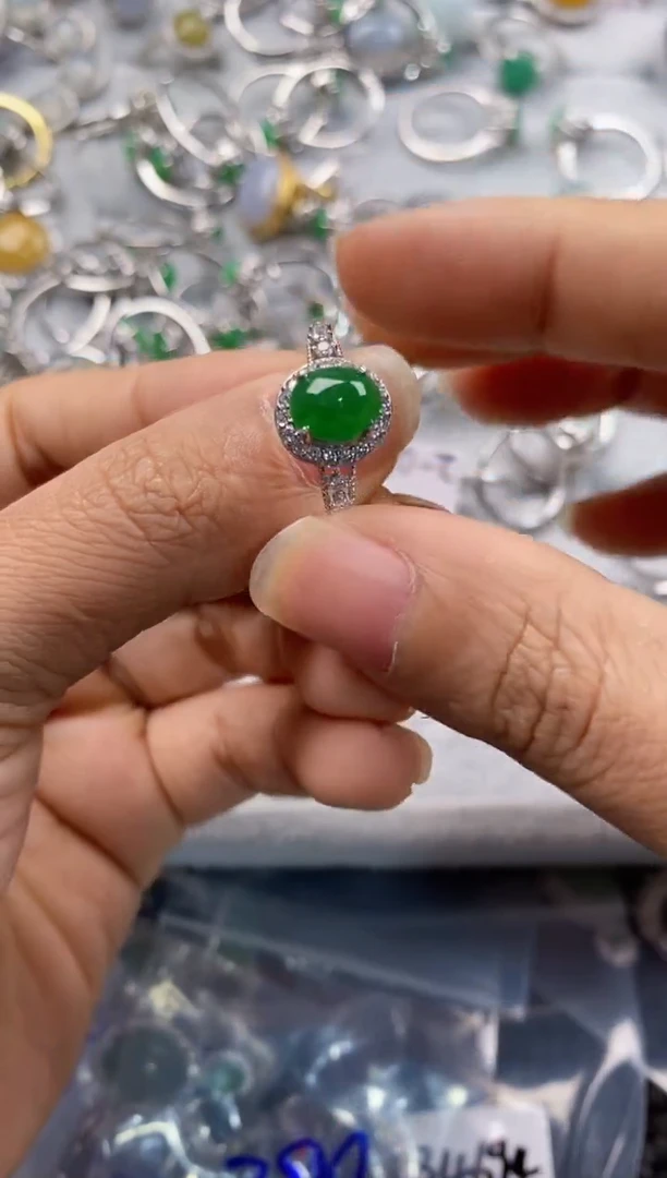 银S925镶嵌戒指翡翠333---5