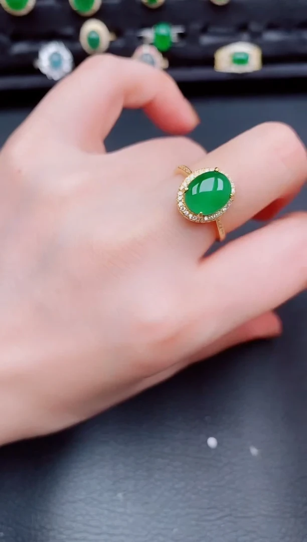 【闪购商品】翡翠戒指银S925镶嵌天然a货翡翠319