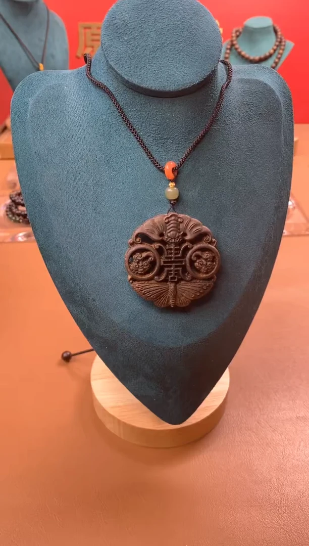 【闪购商品】沉香木手串M沉水芽庄白棋手雕福寿牌