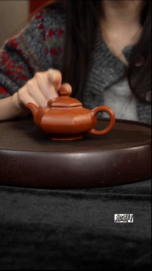 茶壶紫砂朱泥六方合欢170cc