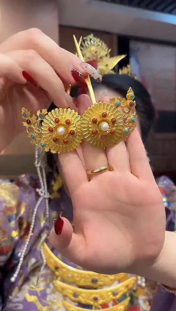 无925银菊花掩鬓/对