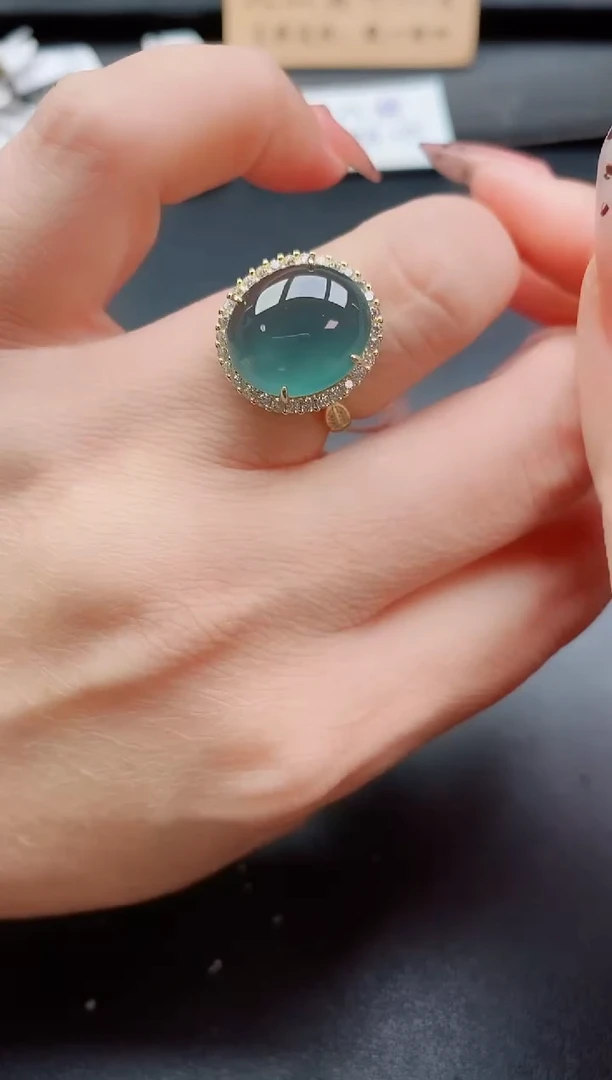 银S925镶嵌戒指翡翠1