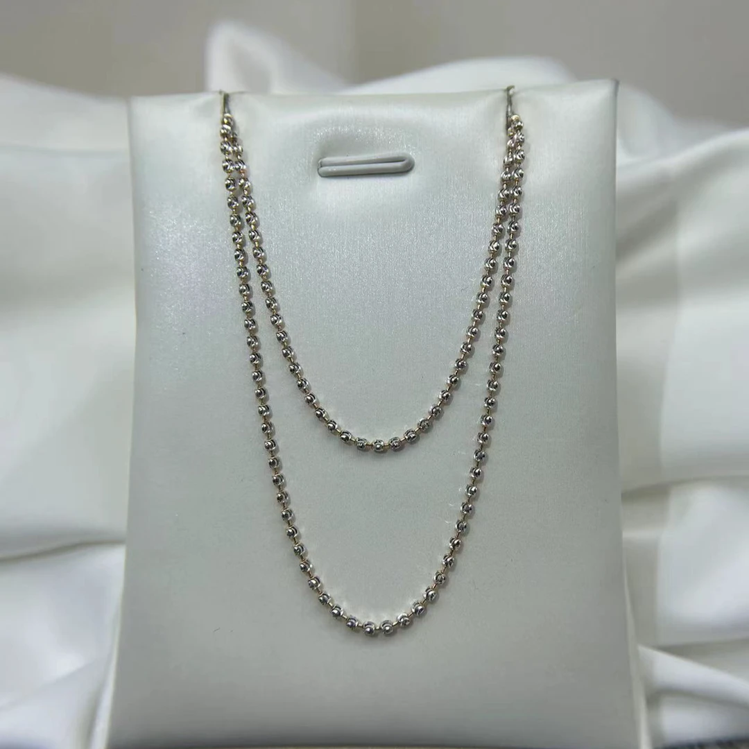 925银银制品 AU750双色1.5mm细珠链 多样性发货一件