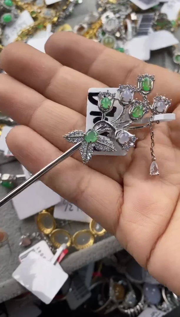 银S925镶嵌戒指翡翠444               1