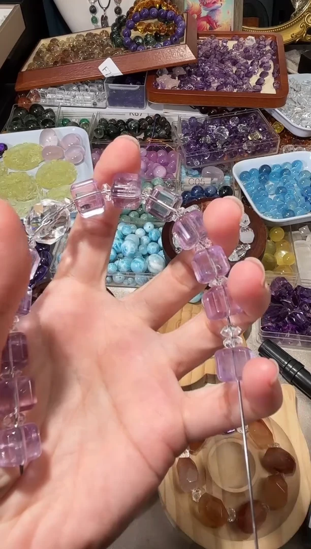 水晶手串未镶嵌紫水晶方糖宽卡10单颗