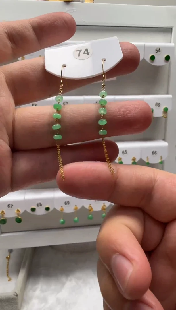 18K金镶嵌翡翠耳饰缅甸天然翡翠a货