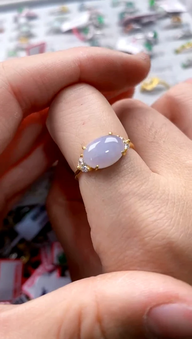 翡翠戒指银S925镶嵌44444---6