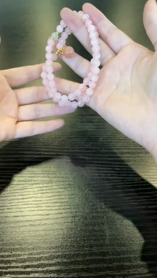 水晶手链未镶嵌J451 双圈粉晶手链