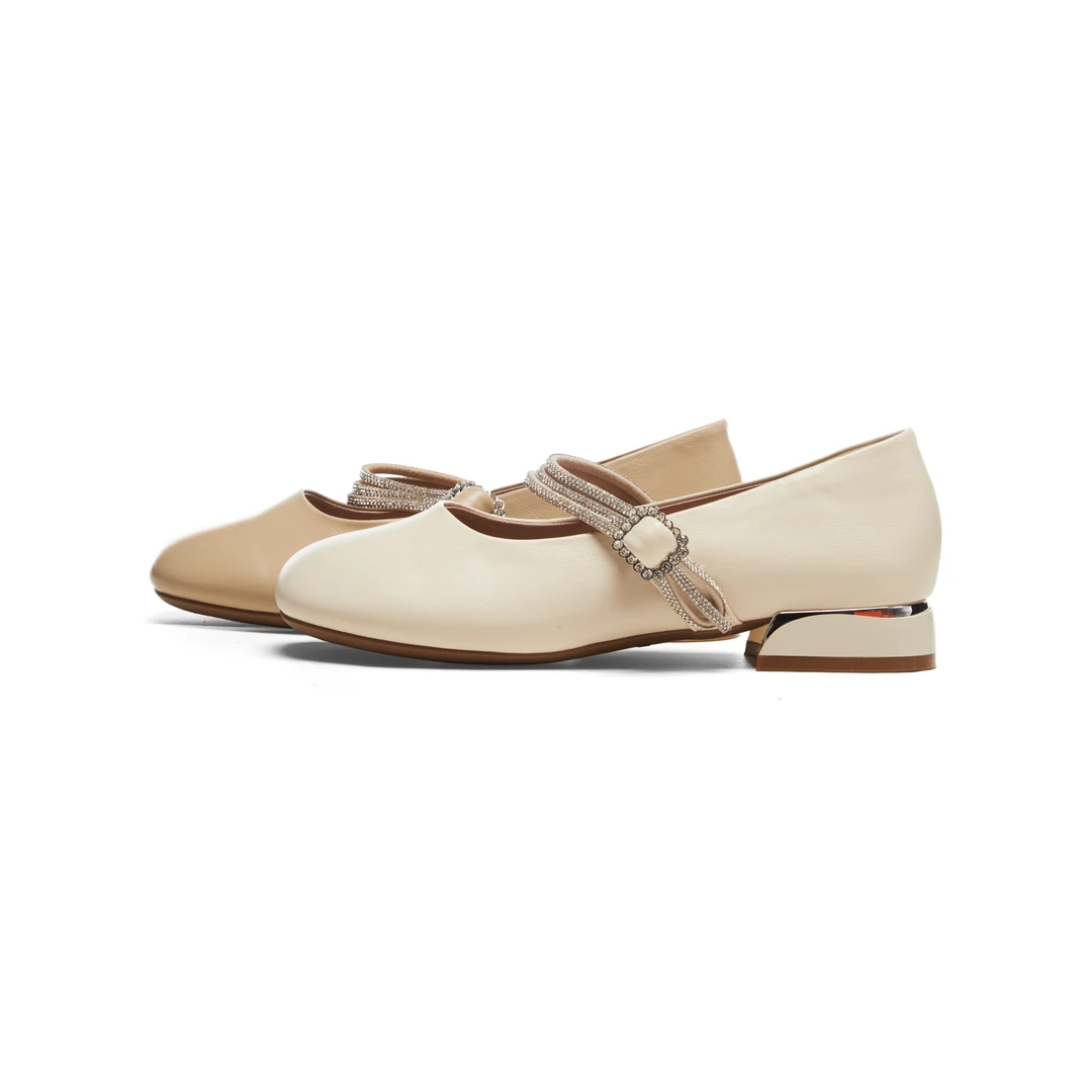 夏季新款低跟单鞋女一字带女鞋粗跟软底时尚休闲鞋 X 检 5176