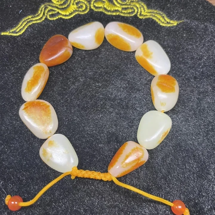 和田玉枣红皮红泌皮随形男女情侣款手链手串多样性发货