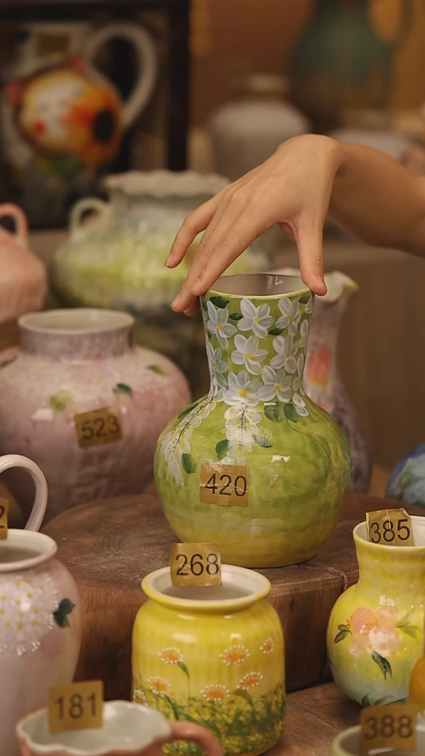 陶瓷420景德镇设计师手作花器摆件侘寂风