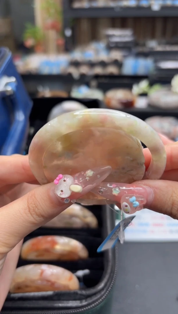 未镶嵌手镯石英质玉65(55圈赠送镯心)花心